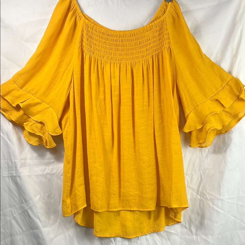 Chic Yellow Off-Shoulder Blouse